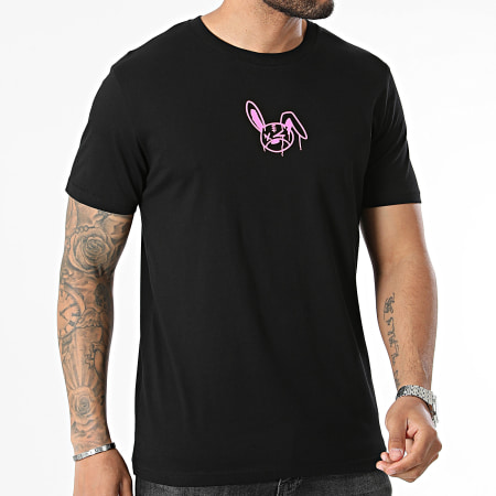 Sale Môme Paris - Tee Shirt Rabbit Dripping Graffiti Negro Rosa Fluo