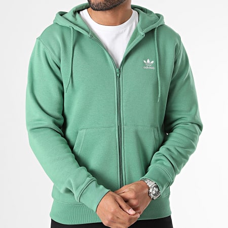 Adidas Originals - Essential IR7841 Sudadera verde con capucha y cremallera