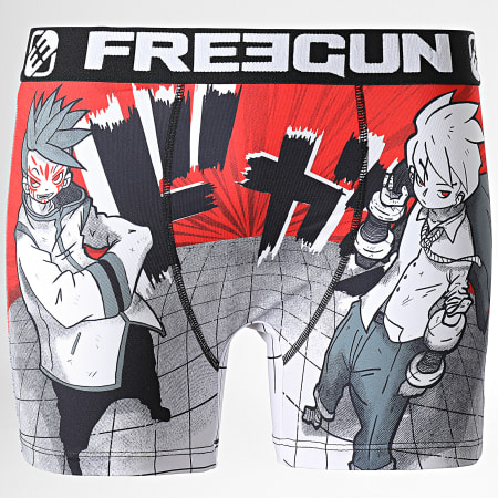 Freegun - Boxer Stretch Manga Style Noir Gris Rouge Blanc