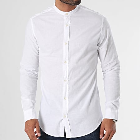 Jack And Jones - Chemise Manches Longues Linen Band Blanc