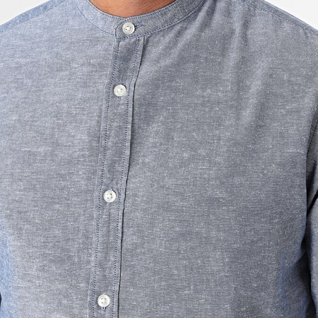 Jack And Jones - Camisa de manga larga vaquera azul con banda de lino