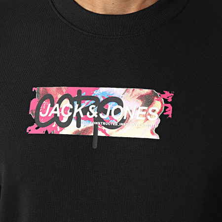 Jack And Jones - Felpa estiva con logo a girocollo, nero