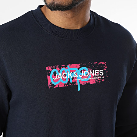 Jack And Jones - Sweat Crewneck Summer Logo Bleu Marine