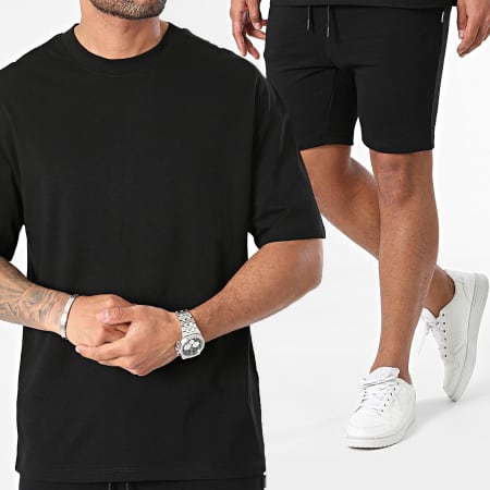 Jack And Jones - Conjunto de camiseta negra y pantalón corto Bradley