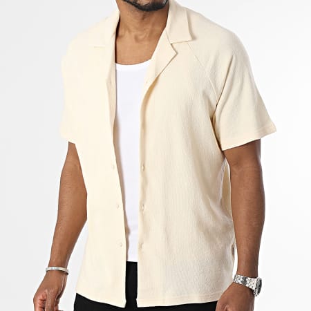 Jack And Jones - Chemise Manches Courtes GMS Hawaii Beige Clair