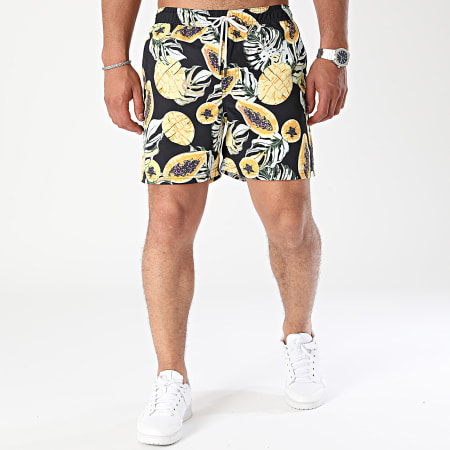 Jack And Jones - Fiji Zwemshort Zwart Geel Bloemen