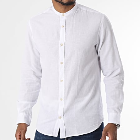 Jack And Jones - Chemise Manches Longues Summer Band Linen Blanc