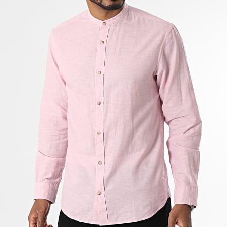 Jack And Jones - Zomerband Linnen Roze Lange Mouw Shirt