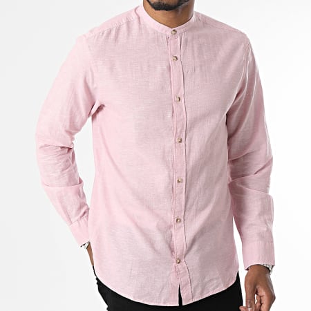 Jack And Jones - Zomerband Linnen Roze Lange Mouw Shirt