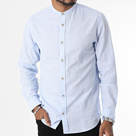 Jack And Jones - Chemise Manches Longues Summer Band Linen Bleu Clair