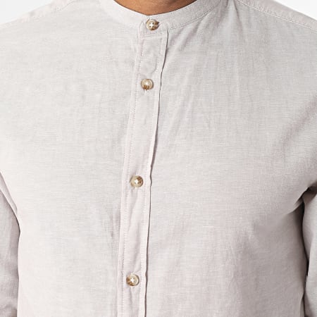 Jack And Jones - Chemise Manches Longues Summer Band Linen Beige