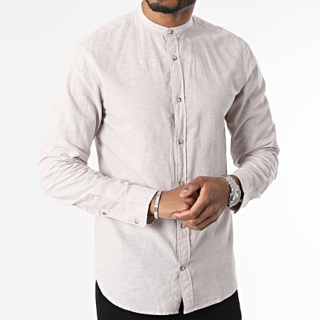 Jack And Jones - Chemise Manches Longues Summer Band Linen Beige