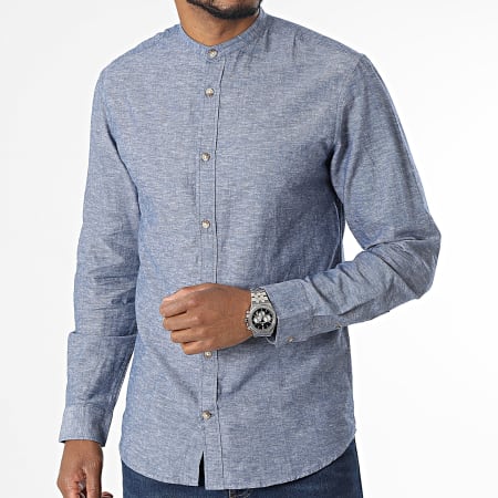 Jack And Jones - Camicia a maniche lunghe in lino Summer Band Navy Heather Blue