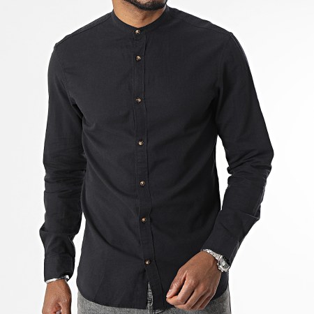 Jack And Jones - Chemise Manches Longues Summer Band Linen Noir