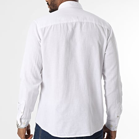 Jack And Jones - Camisa de verano de lino de manga larga blanca