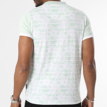 Classic Series - Polo Manga Corta Verde Blanco Floral Rayas