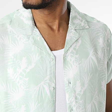 La Maison Blaggio - Camicia a maniche corte verde e bianca con fiori