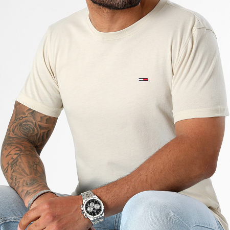 Tommy Jeans - Camiseta Slim Jersey Beige