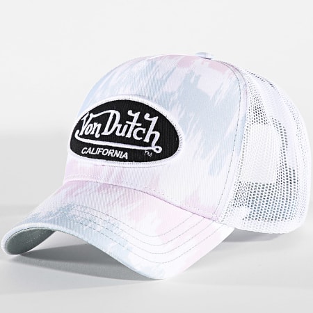 Von Dutch - Casquette Trucker Vibes Blanc Gris Rose