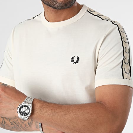Fred Perry - Tee Shirt A Bandes Contrast Tape Ringer M4613 Beige Clair