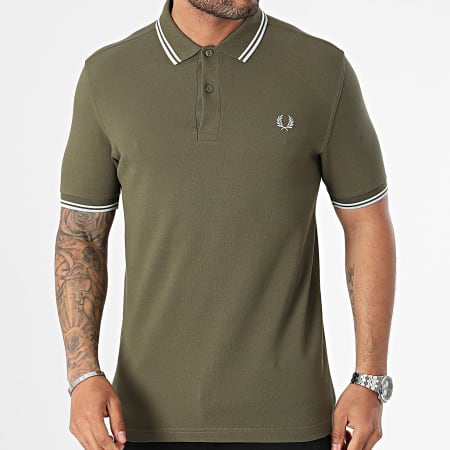 Fred Perry - Polo Manches Courtes Twin Tipped MM3600 Vert Kaki