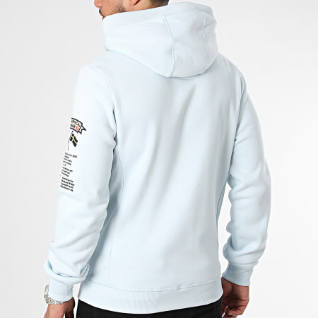 Geographical Norway - Sweat Col Zippé Capuche Gymclass Bleu Clair