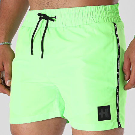 Helvetica - Short De Bain A Bandes 31 Malibu Vert Fluo