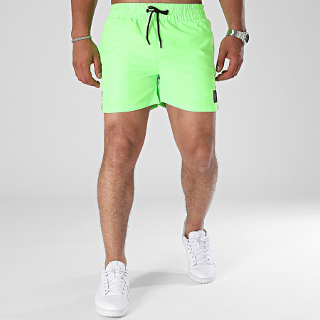 Helvetica - Short De Bain A Bandes 31 Malibu Vert Fluo