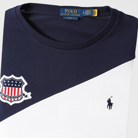 Polo Ralph Lauren - Tee Shirt Regular Original Player Bleu Marine Blanc Rouge