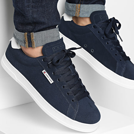 Tommy Jeans - Baskets Leather Low Cupsole Suede 1375 Dark Night Navy