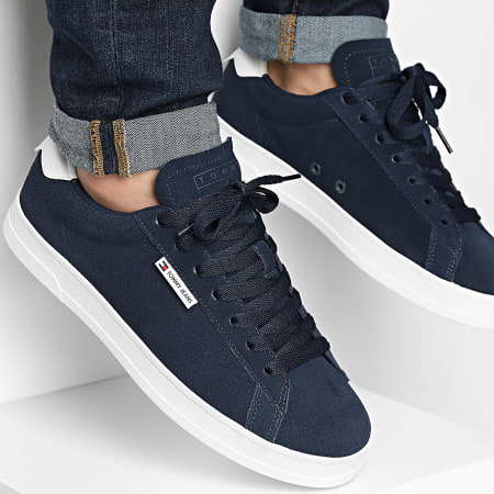 Tommy Jeans - Leren lage cupzool Suède 1375 Dark Night Navy Sneakers