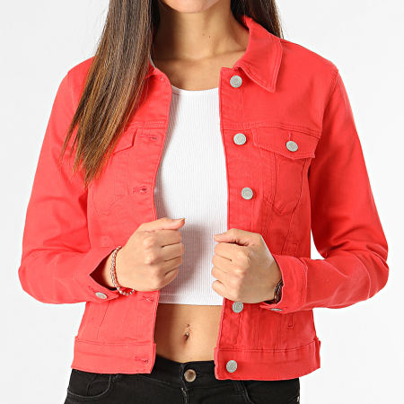 Vero Moda - Veste Jean Femme Crop Soya Rouge