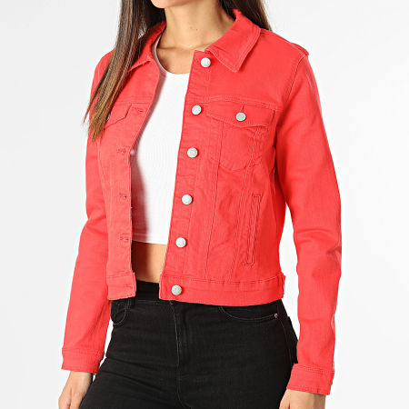 Vero Moda - Veste Jean Femme Crop Soya Rouge