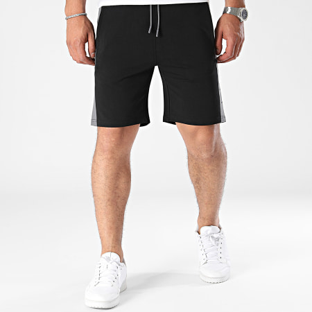 Chabrand - Short Jogging A Bandes 60240 Noir Gris Anthracite