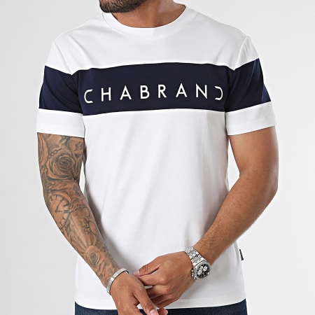 Chabrand - Tee Shirt 60230 Blanc Bleu Marine