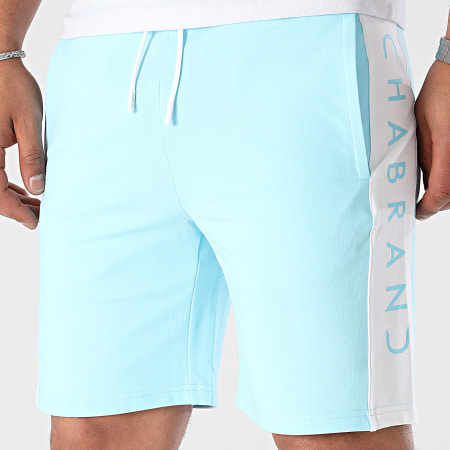 Chabrand - Short Jogging A Bandes 60240 Bleu Clair Blanc