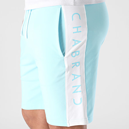 Chabrand - Short Jogging A Bandes 60240 Bleu Clair Blanc