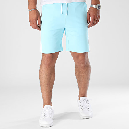 Chabrand - Short Jogging A Bandes 60240 Bleu Clair Blanc