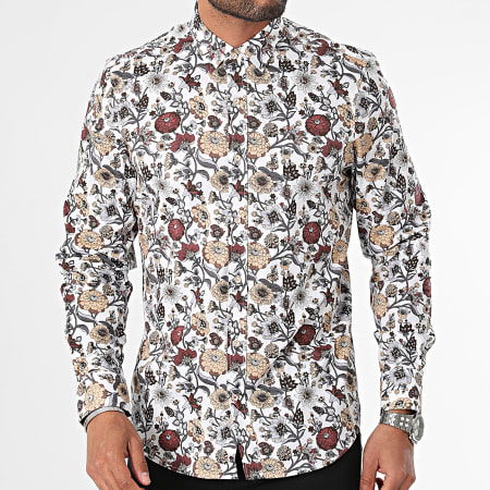 Classic Series - Wit gebloemd shirt met lange mouwen