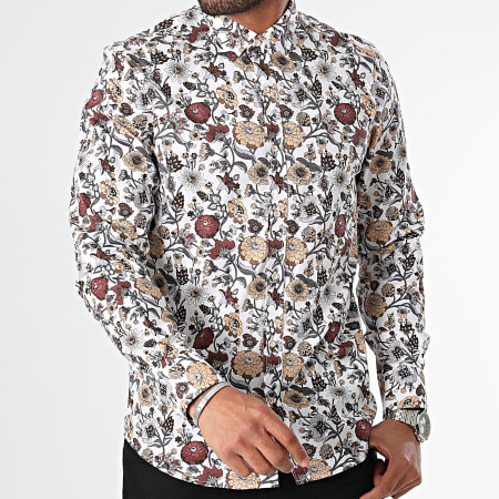 Classic Series - Wit gebloemd shirt met lange mouwen