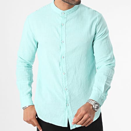 KZR - Camisa de manga larga azul turquesa