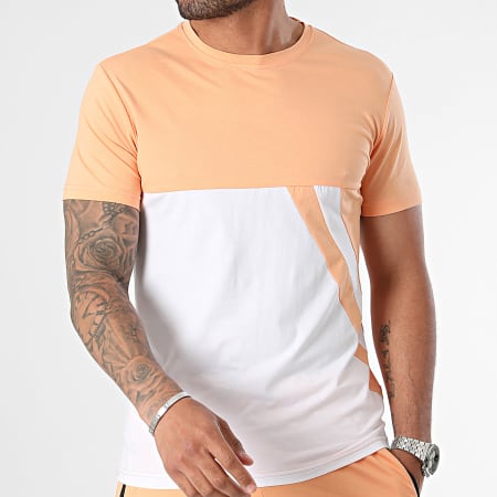 Zayne Paris  - Conjunto de camiseta blanca naranja y pantalón corto de jogging