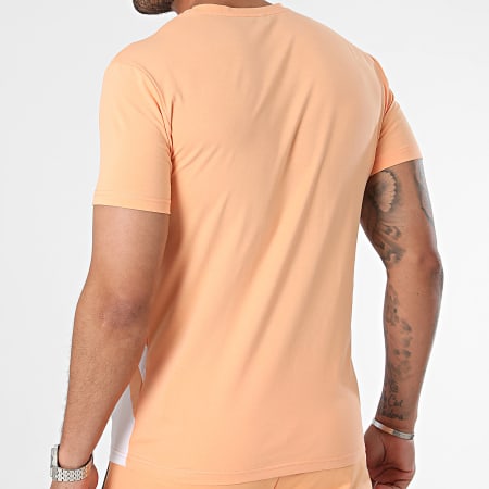 Zayne Paris  - Conjunto de camiseta blanca naranja y pantalón corto de jogging