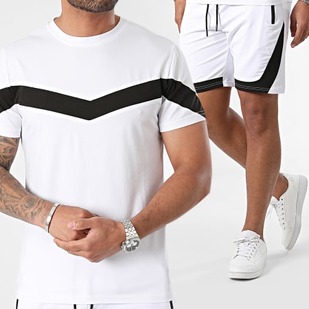 Zayne Paris  - Ensemble Tee Shirt Et Short Jogging Blanc