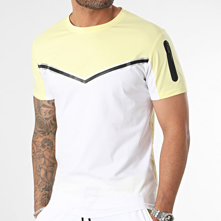 Zayne Paris  - Conjunto de camiseta y pantalón corto amarillo y blanco