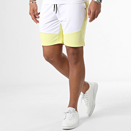 Zayne Paris  - Conjunto de camiseta y pantalón corto amarillo y blanco