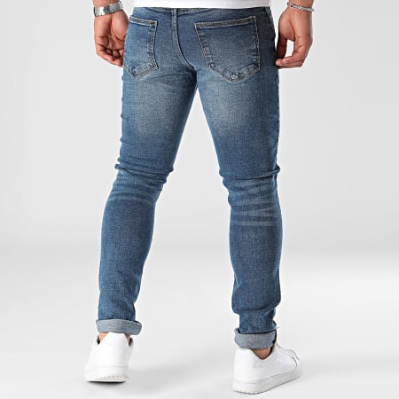 Classic Series - Slim Red Light Destroy Blue Denim Jeans