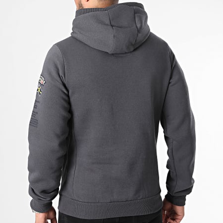 Geographical Norway - Sweat Col Zippé Capuche Gris Anthracite