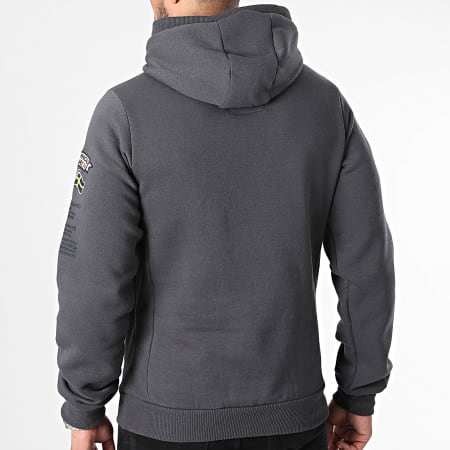 Geographical Norway - Felpa con cappuccio e collo a zip grigio antracite