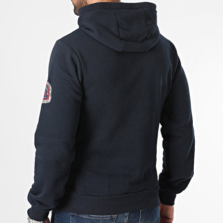 Geographical Norway - Sweat Col Zippé Capuche Bleu Marine